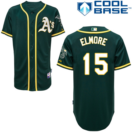 Jake Elmore #15 MLB Jersey-Oakland Athletics Men's Authentic Alternate Green Cool Base Baseball Jersey